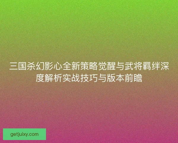 三国杀幻影心全新策略觉醒与武将羁绊深度解析实战技巧与版本前瞻
